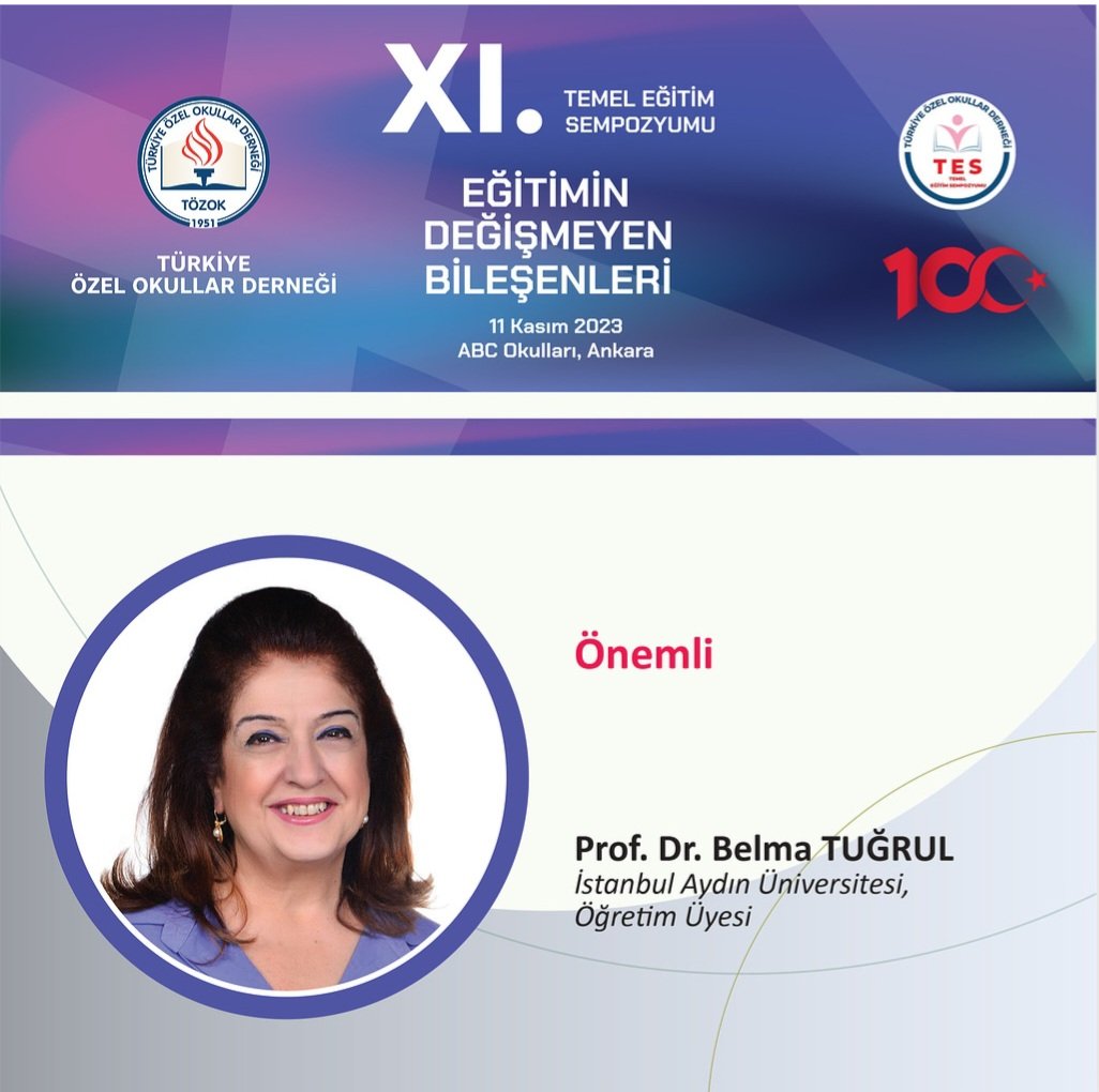 TOZOK1951's tweet photo. İstanbul Aydın Üniversitesi Öğretim Üyesi Prof. Dr. Belma TUĞRUL; "Önemli" konulu sunumuyla 11 Kasım’da XI. Temel Eğitim Sempozyumu'nda bizlerle olacak.
Kayıt linki https://t.co/Aa5ZiFiboK
@BelmaTugrul
#tesXI @abcokullari https://t.co/ZD5hFBtceg