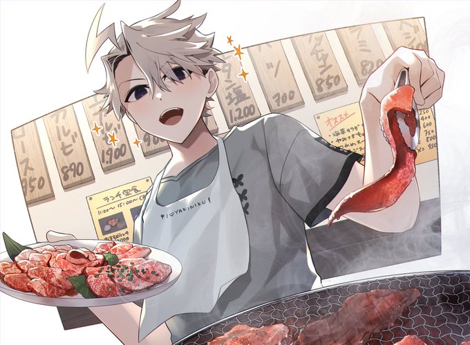 「holding food meat」 illustration images(Latest)