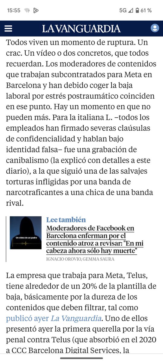 delia2d's tweet photo. Los testimonios de los moderadores de Meta en Barcelona son terribles https://t.co/l2XqzarAET
