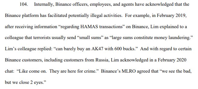 Binance will be just fine. Ignore FUD and 4.

Binance quite literally knowingly funding terrorism.

Yeah that’s not a sustainable business model.