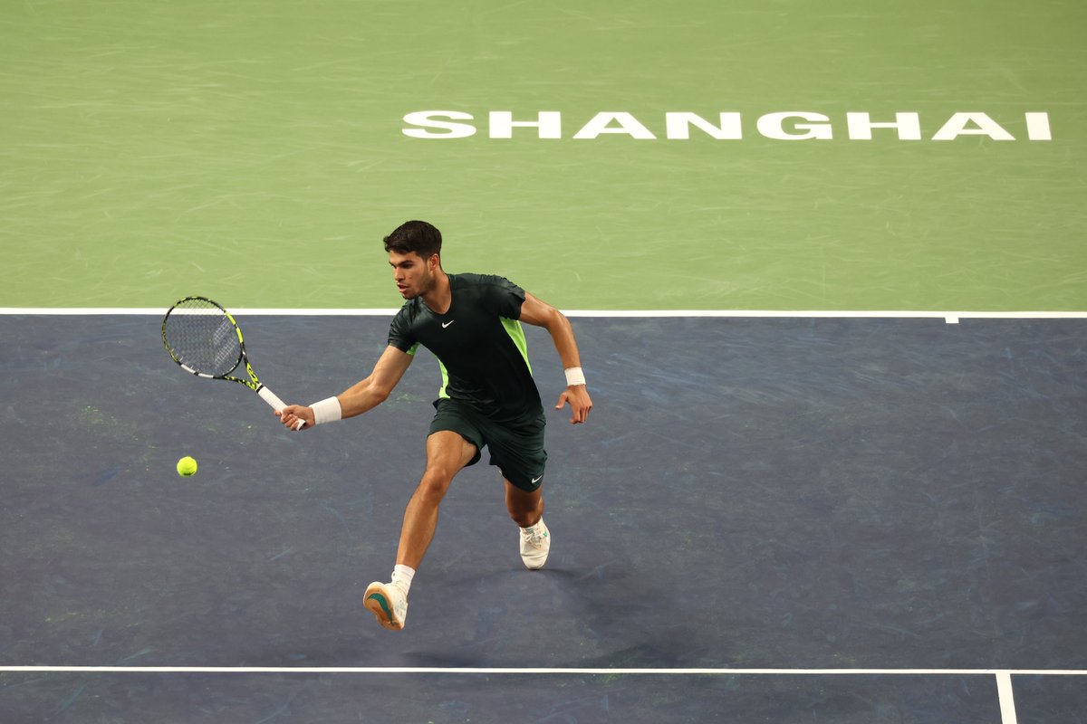 carlosalcaraz's tweet photo. First win ✅! 😊🔝😎🚀 @SH_RolexMasters 

📸 Getty https://t.co/gYwWR4yKiP