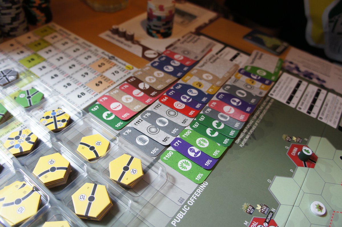 First game today at 'Osiemnastkon' - Polish 18xx convention. We've got 18 India on the table, a unique 18xx game that's quite different from what you're used to. It feels like my first time playing 1860, but 18 India is more approachable @gmt