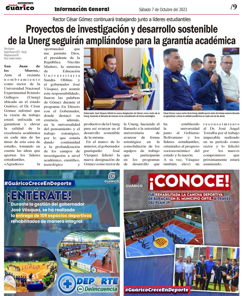 Gob_Guarico's tweet photo. #InfoGeneral📰 Proyectos de investigación y desarrollo sostenible de la Unerg seguirán ampliándose para la garantía académica 

#Guárico
#ElEsequiboEsNuestro
#GuáricoPuebloIndetenible https://t.co/IolFLXz68J