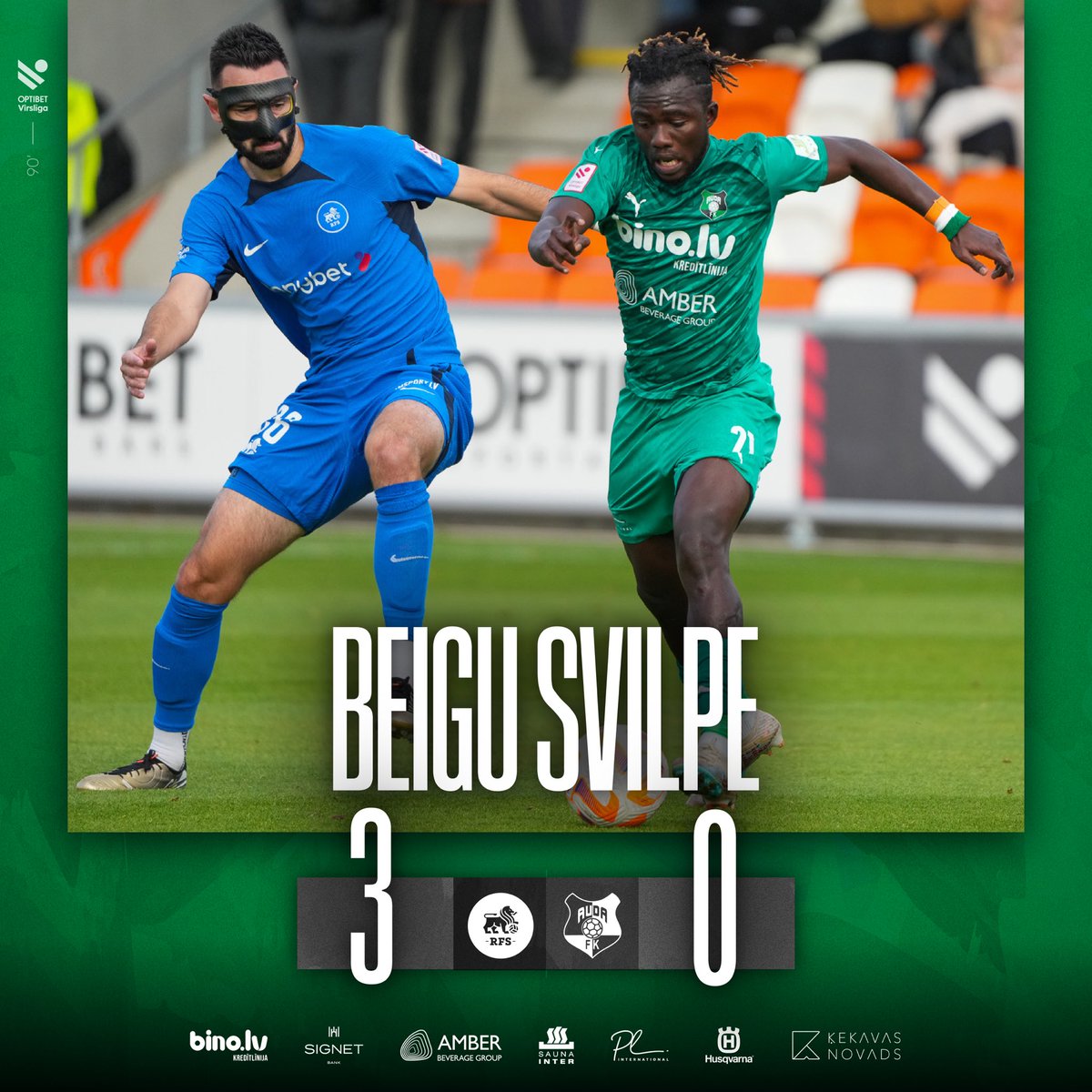 FKAuda's tweet photo. Šodien vējš pūta par labu mājiniekiem.💚🖤

#fkauda #fkrfs #OptibetVirsliga https://t.co/Go7QJvgiCO