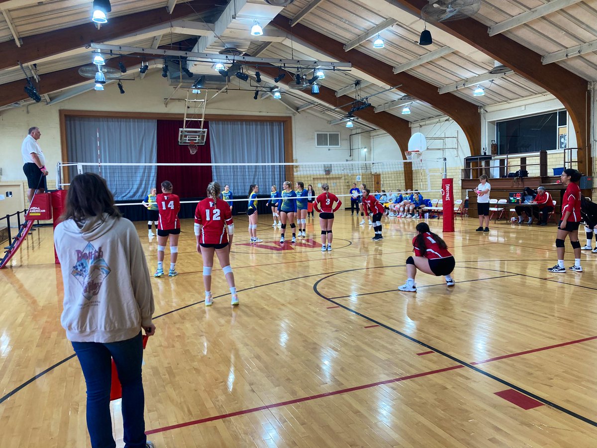 Last VB Saturday of the season in Lindsay Gym at Wayland Academy! #GoBigRed #RingTheBell