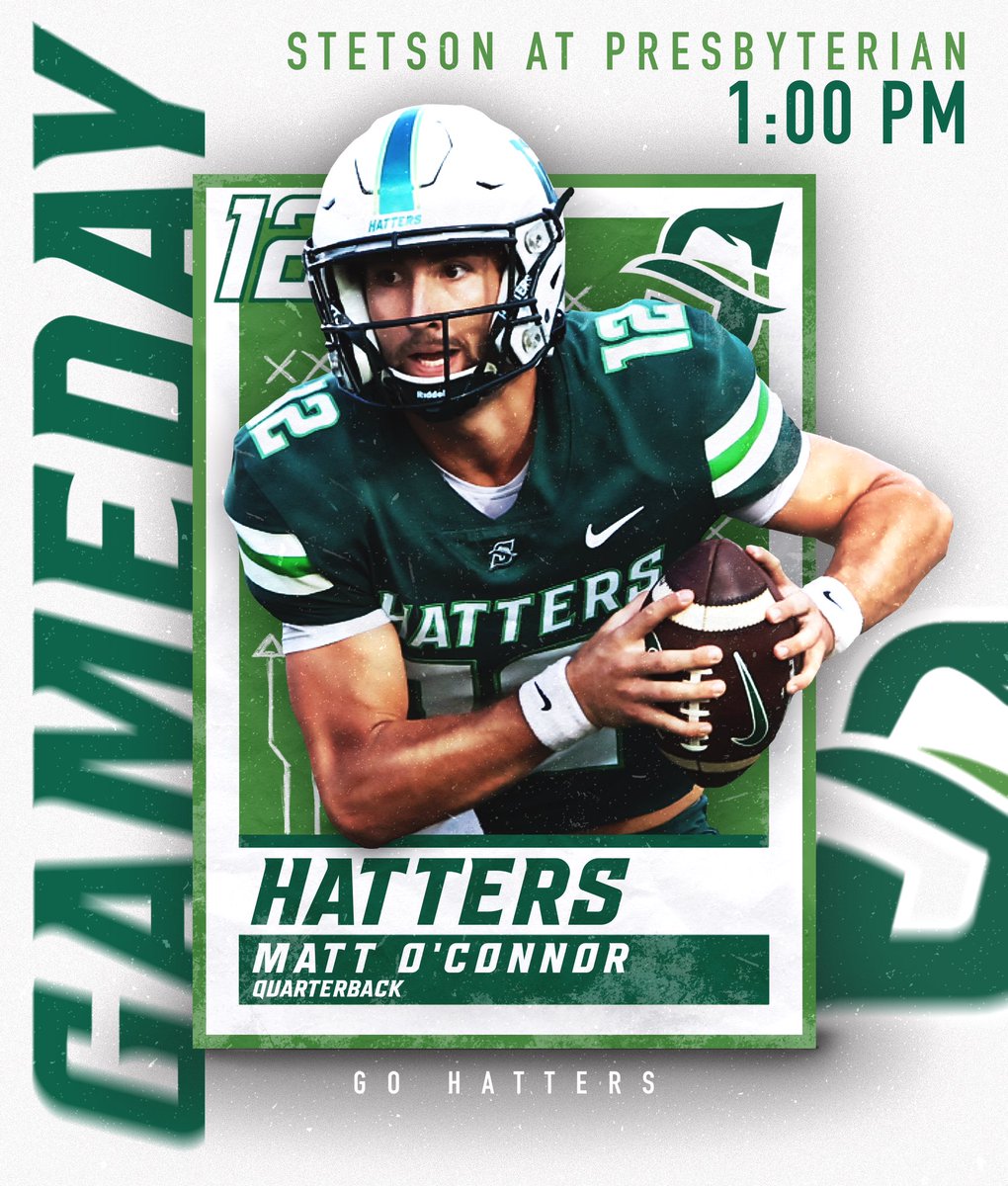 𝗚𝗲𝘁 𝘂𝗽, 𝗶𝘁’𝘀 𝗴𝗮𝗺𝗲 𝗱𝗮𝘆!

📍Bailey Memorial Stadium 
🆚Presbyterian College 
🕐1:00 PM 
📺 es.pn/3Q8cCFN
📈 bit.ly/3trAz1W

#GoHatters | #HatAttack | <a href="/StetsonHatters/">Stetson Hatters</a>