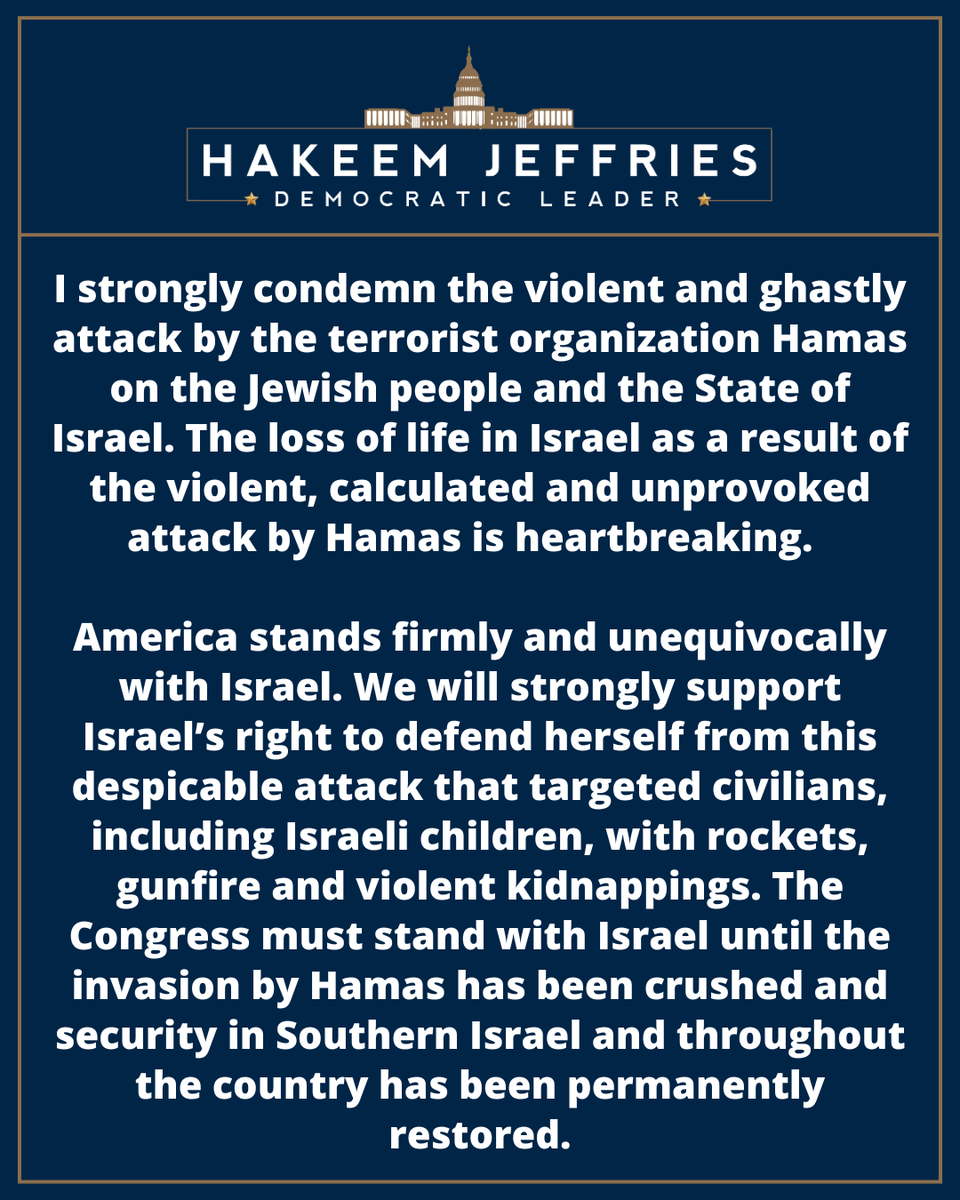 My statement on the violent, unprovoked and despicable terrorist attack by Hamas against the State of Israel.