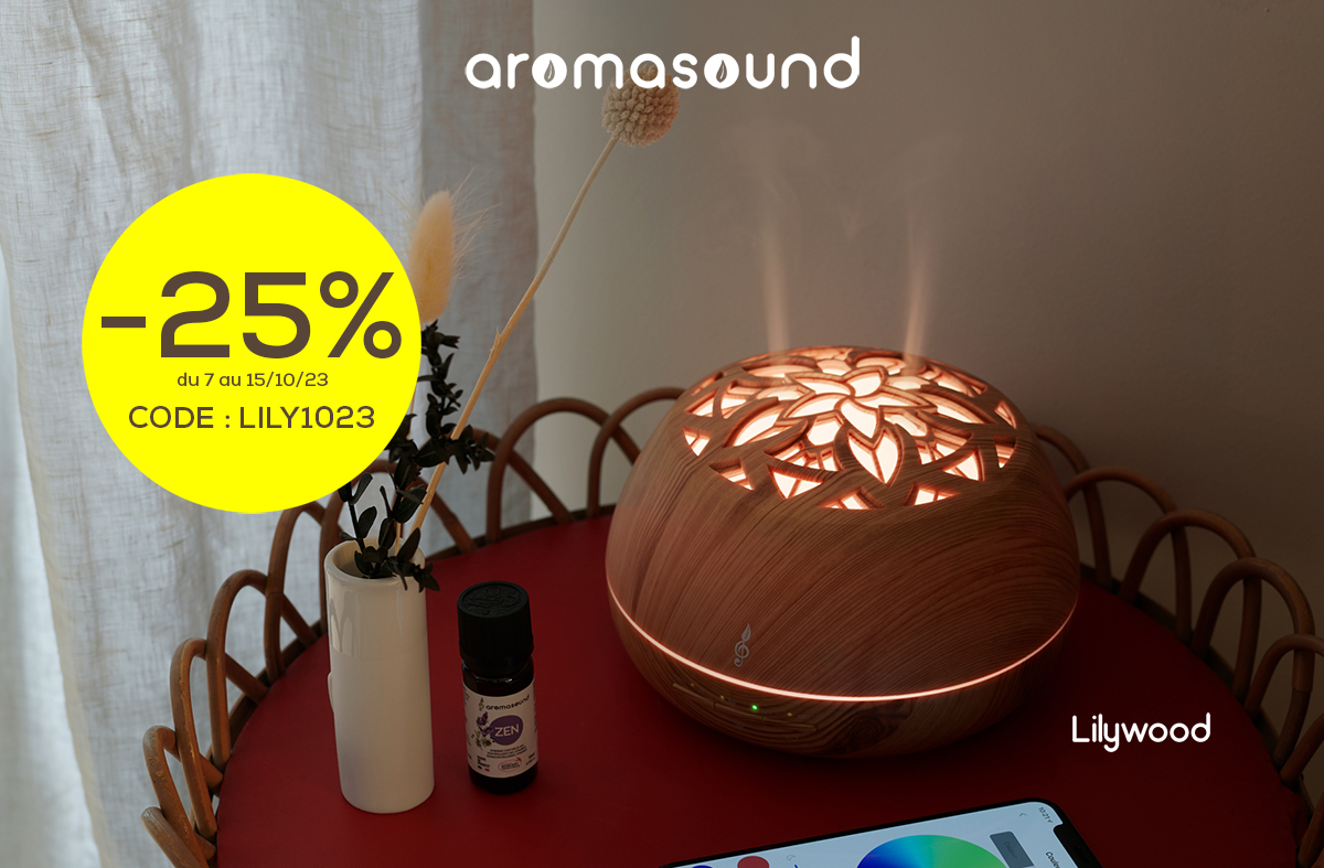 BigbenFrance's tweet image. #PROMO -25% sur #Lilywood, #diffuseur #Aromasound par brumisation à froid et enceinte lumineuse Bluetooth programmable. bit.ly/3o7y0wF avec le code LILY1023 valable du 7 au 15/10/23 sur aromasound.eu. Inclus une synergie 100% bio. 
#huileessentielle #cocooning
