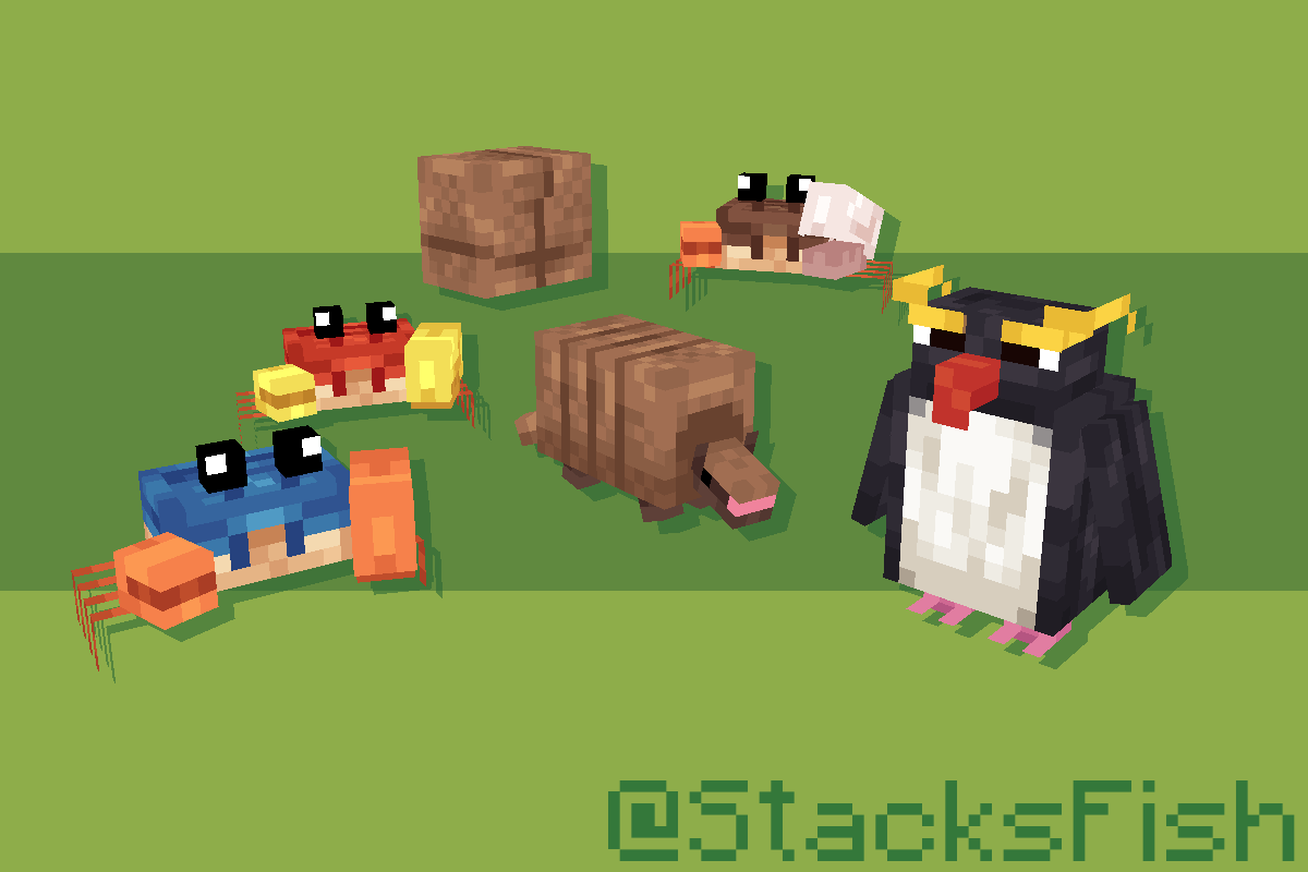 StacksFish's tweet photo. Here are my models of the crab, armadillo, and penguin for this years mob vote!
#MinecraftMobVote #blockbench #MinecraftLive2023 https://t.co/FaQF7TJOQP