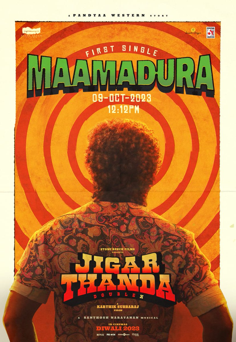 realmusic_2007's tweet photo. The first single from #JigarthandaDoubleX 🕺 #Maamadura releasing on 9th October, at 12.12 PM. #Music_Santhosh blast 📷 #APandyaaWestern story, in theatres Diwali 2023.
#offl_Lawrence #iam_SJSuryah #dop_tirru #kaarthekeyens #stonebenchers #alankar_pandian
#5starcreationss https://t.co/RrSvB9jVLh