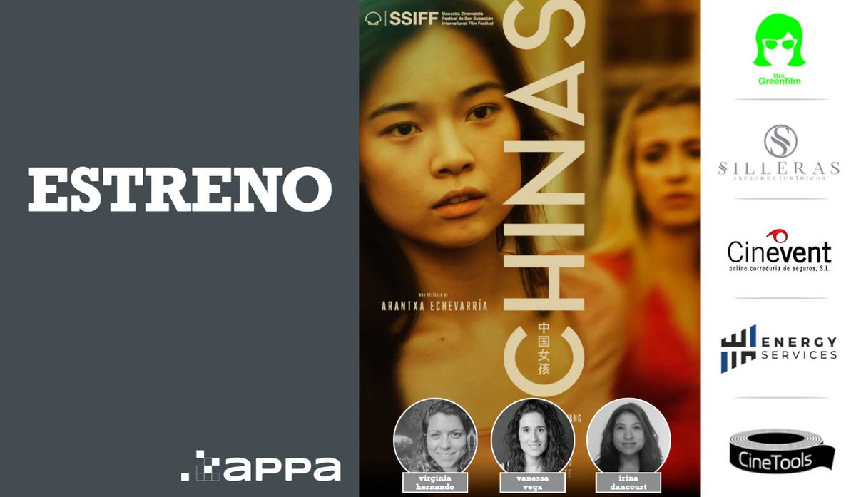 🔊 Ayer se estrenó la película "Chinas", dirigida por Arantxa Echevarria

🎞 La historia se desarrolla en un colegio, donde coinciden al comienzo de curso dos niñas chinas de 9 años. Todo el mundo da por hecho que se harán amigas, pero absolutamente nada las une.