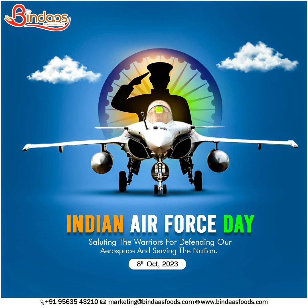 Saluting The Warriors For Defending Our Aerospace And Serving The Nation
HAPPY INDIAN AIR FORCE DAY!
.
.
.
#indianairforce #indianairforceday #proudtoprotect #freedomdefenders #india #bindaasfoods #bindaasrice
bindaasfoods.com