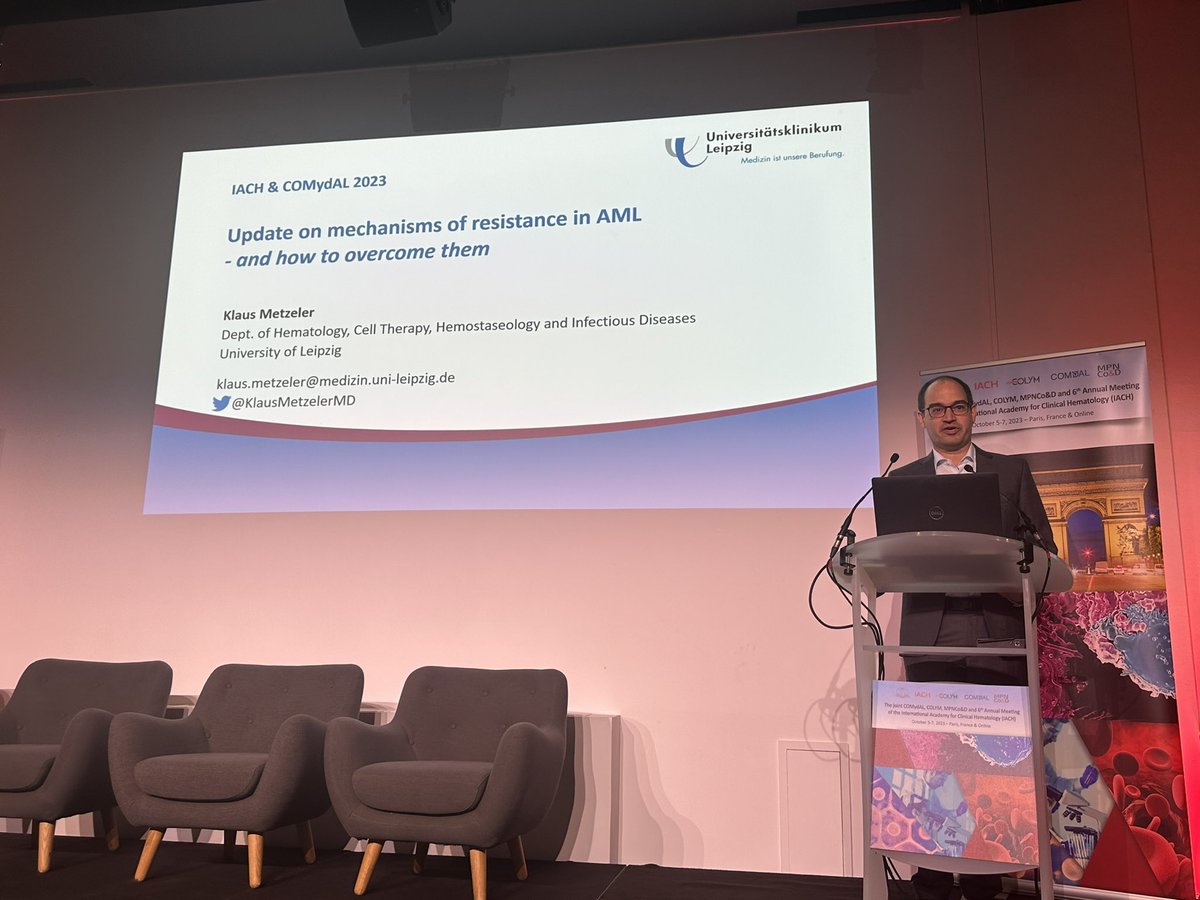 Dr_AmerZeidan's tweet photo. @KlausMetzelerMD giving a fantastic talk on resistance mechanics to novel therapies in @IACH #COMyDAL https://t.co/H1T8avLmim