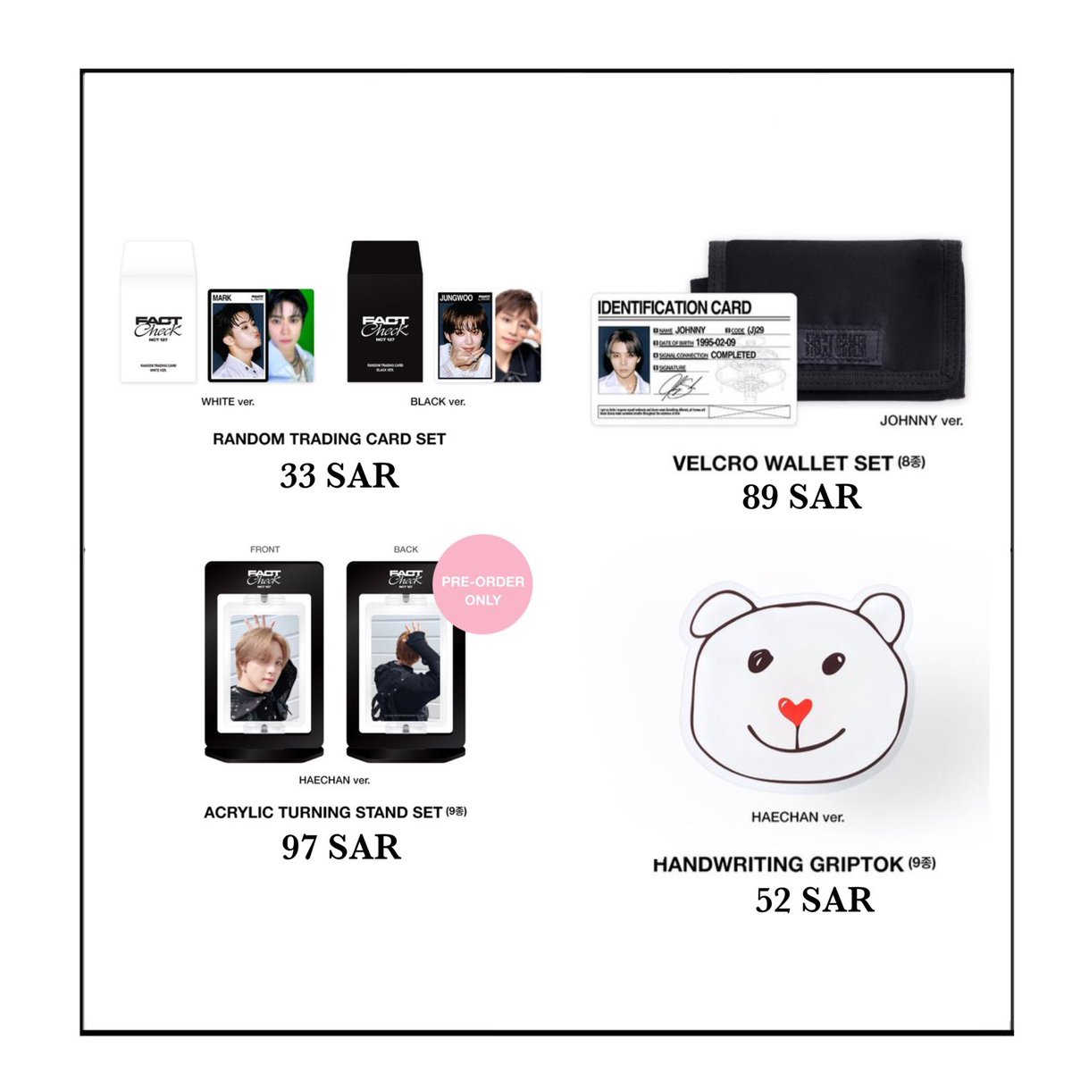 Nine__Details's tweet photo. 📦 تم فتح الطلب الجماعي على مجموعة [ Fact Check ] الخاصة بفرقة #NCT127 🖤

-الأسعار في الصور

+ 30 ريال عمولة

•الطلب حتى اكتمال الدفعة

*لاتشمل الشحن
*استفسار / طلب فضلًا التواصل خاص

#NCT127_FactCheck
#NCT127_FactCheck_불가사의 https://t.co/BlWcK5AY5l