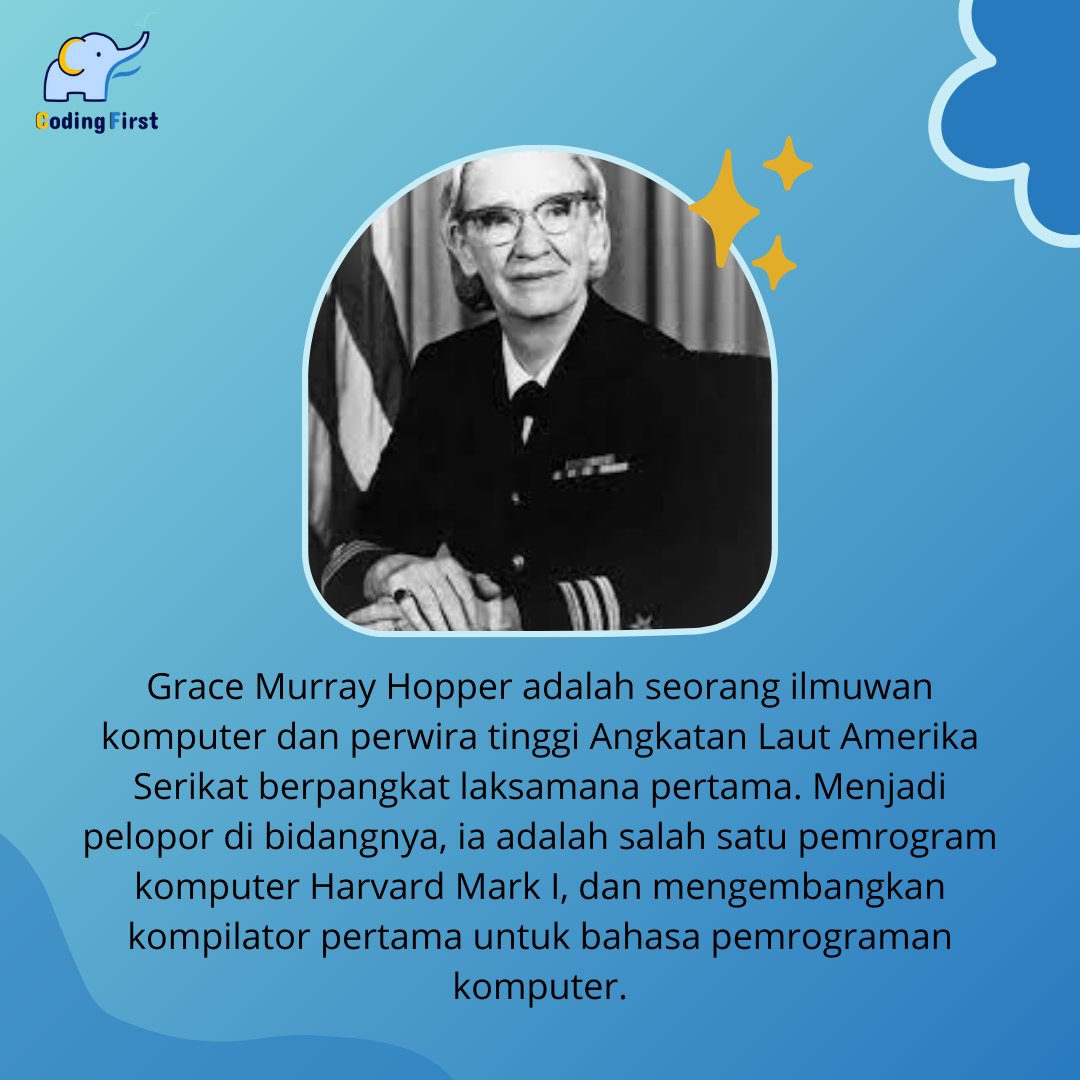 codingfirst_id's tweet image. Apakah teman Fico mengenal dengan sosok "Nenek Pemrograman Komputer"?
Nah beliau adalah Grace Hopper, wanita pionir dalam dunia komputasi. Dengan keberaniannya, dia membuka jalan bagi banyak wanita dalam teknologi. Terima kasih, Grace! 💻👩💻
#codingfirstpurwokerto #gracehopper