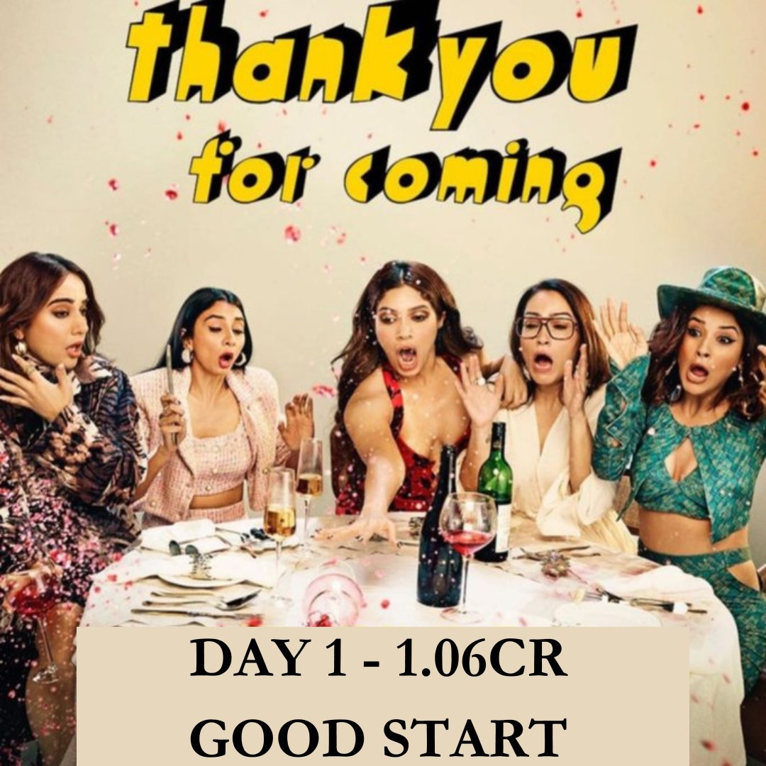 #BhumiPednekar 
#ThankYouForComing shines bright with a solid Friday collection of ₹1.06 cr. 🎥📷 #IndiaBiz #BhumiPednekar #ShehnaazGill #KushaKapila #DollySingh #ShibaniBedi #TYFC