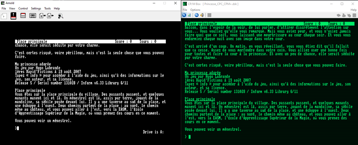 The work polishing #Vezza, my #infocom #Z-machine interpreter continues - this time it's the #Amstrad #CPC and #PCW that is getting some attention. Now a single binary, CPC bootable, supporting accents and downloadable from sijnstra.itch.io/vezza #retrogames #interactivefiction