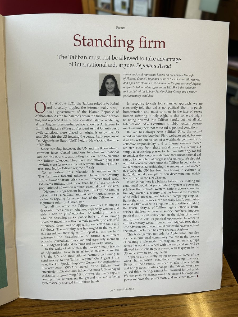 Peymasad's tweet photo. Standing Firm - The Taliban must not be allowed to take advantage of international aid. 

My new piece in the @thefabians Britain 2037 Fabian Review.

Have a read 📰 https://t.co/HlD0DjVF9P https://t.co/wXybEDMG0P