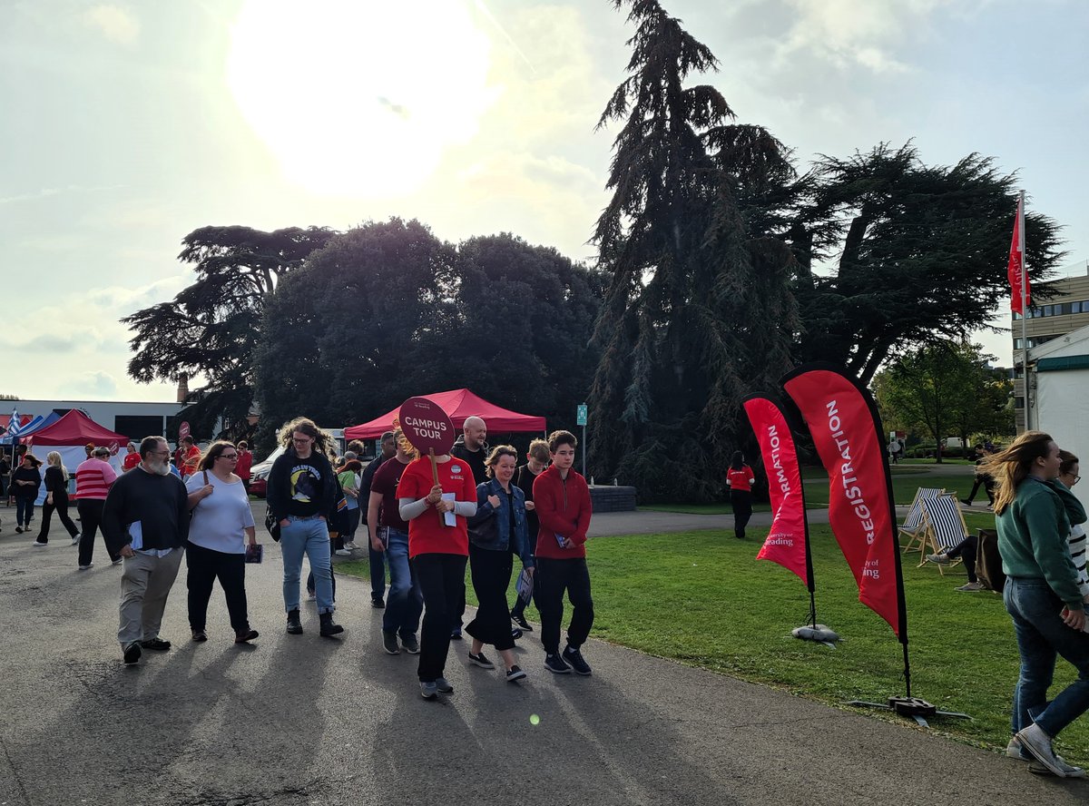 The journey starts here. 👣 A first chance to explore our award-winning Whiteknights campus for many today, with our current students leading tours of their 'home'. It's busy, increasingly sunny, and the first smells of freshly-cooked food are on the way... #UoROpenDay