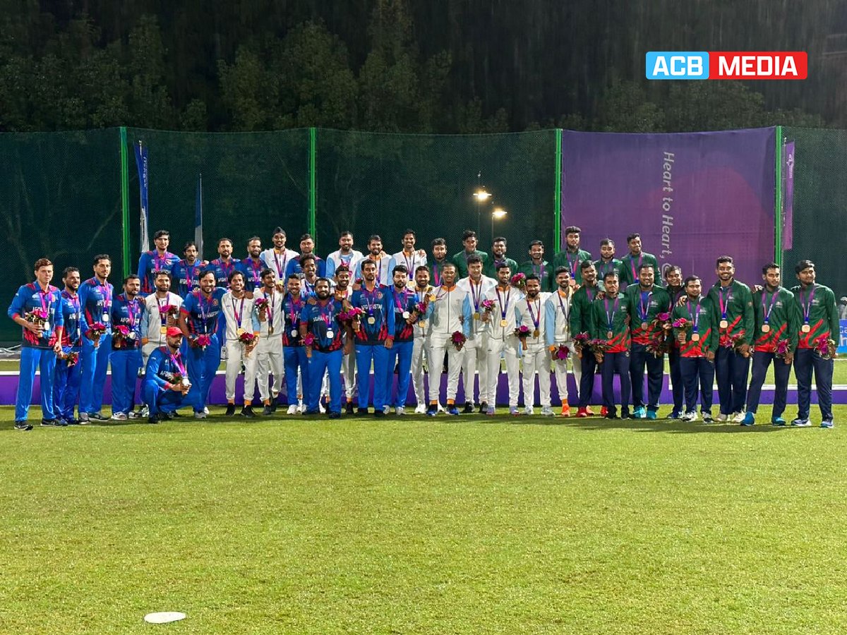 ACBofficials's tweet image. 🚨 𝐀𝐒𝐈𝐀𝐍 𝐆𝐀𝐌𝐄𝐒 𝐅𝐈𝐍𝐀𝐋 🚨

@GBNaib led, the AfghanAbdalyan squad finished 2nd in the Asian Games Men&apos;s Cricket Competitions and will return with the Silver Medal to the country. 🥈

#AfghanAbdalyan | #AsianGames | #AFGvIND