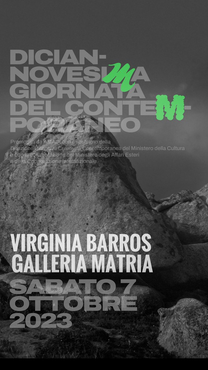 Oggi a <a href="/GalleriaMatria/">Galleria Matria</a>  in occasione della 19° Giornata del Contemporaneo promossa da AMACI – Associazione dei Musei d’Arte Contemporanea Italiani <a href="/AMACI_musei/">AMACI</a> con il sostegno della Direzione Generale Creatività Contemporanea del Ministero della Cultura, in mostra Virginia Barros
