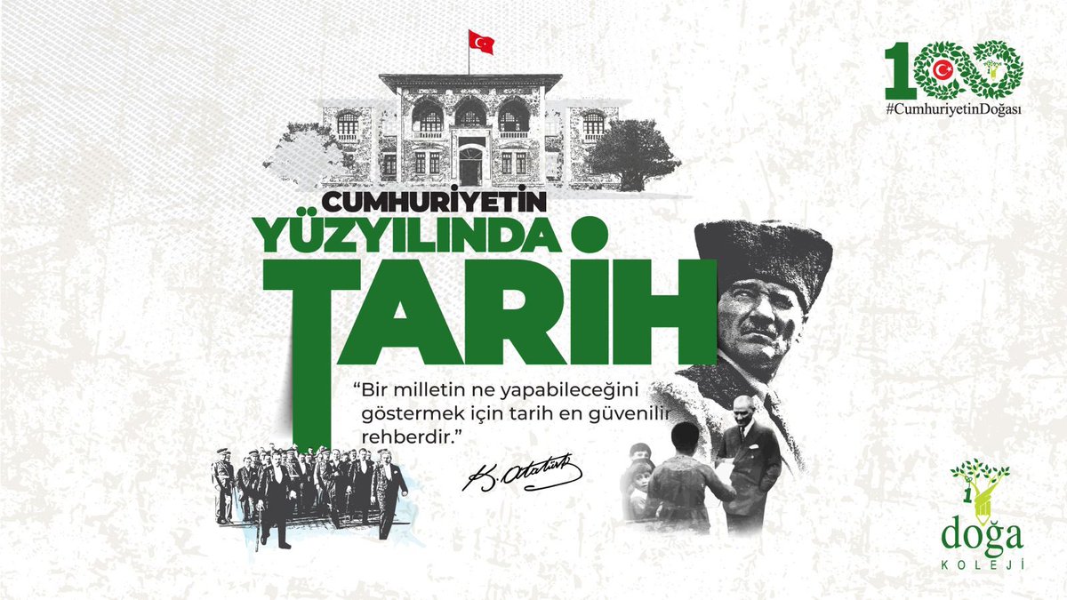 #CumhuriyetinDoğası 
Türkiye Cumhuriyeti'nin kurucusu ve ilk Cumhurbaşkanı Mustafa Kemal Atatürk, Tarih bilimini, Türk milletinin köklerini, kültürünü, tarihini anlamak ve geleceği inşa etmek için temel bir unsur olarak görmüştür.
