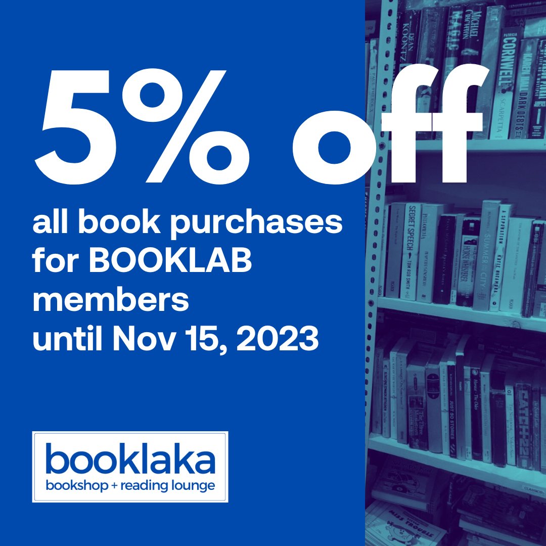 Now is the perfect time to join BOOKLAB! 🎉 Enjoy a fantastic 5% off on all book purchases until November 15, 2023. 🗓️🌟 Don't miss out on this incredible deal - start your reading adventure with us today! #BookLovers #ReadingTime #BooklabMembership #DiscountsGalore