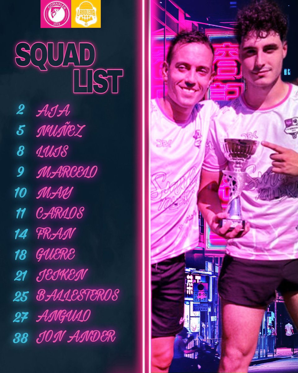 Convocatoria de nuestro equipo para la primera jornada de la liga de apertura!
<a href="/GoMaialen1/">@GoMaialen</a> <a href="/iker14066/">Iker</a> <a href="/BasqueWater/">Alzola</a> #futbolrapidobizkaia #jornada1 #Primeradivision