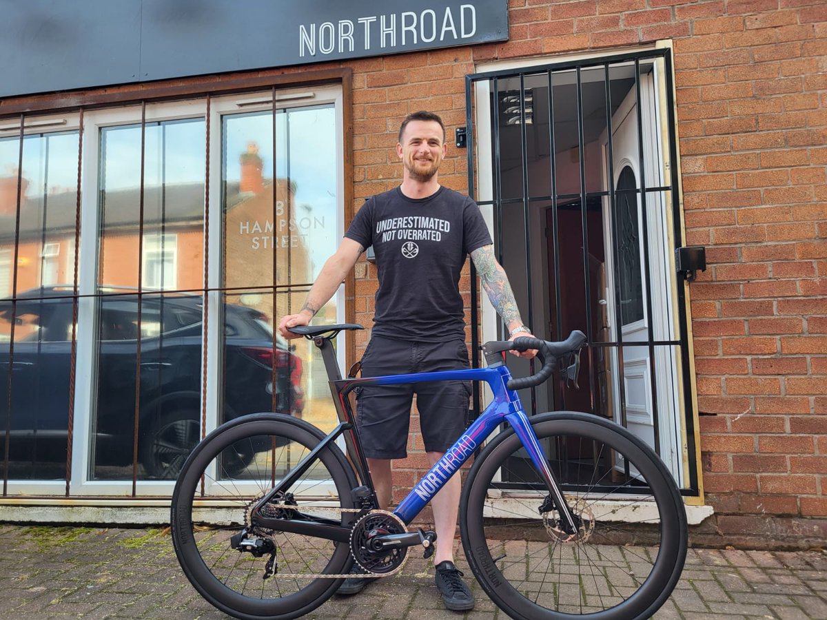 NorthRoadCycles's tweet photo. Happy #newbikeday to @Eternal4thCat , who has just collected his NorthRoad iO. This will be raced in Crits around the Bedford area. 

How do you want yours?

#cycling #cyclist #crit #cyclinglife https://t.co/DsTtFRVv1M