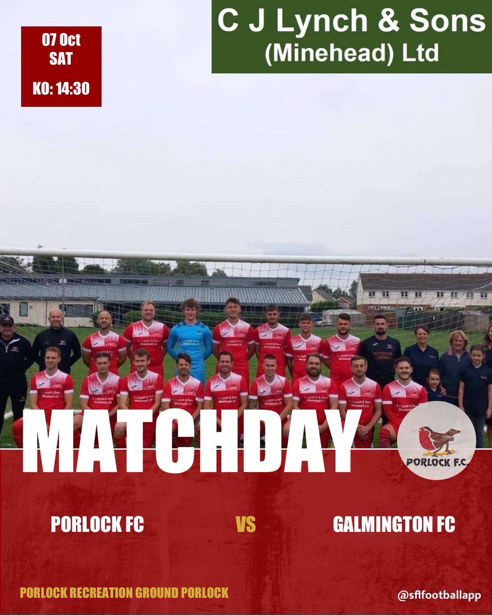 PorlockFC1887's tweet photo. MATCHDAY🔴⚪️
The first team are welcoming @GalmDragonsFC the Rec for a 14:30 kick off 

Whilst the reserves head to Alcombe to face Alcombe Rovers FC which is also a 14:30 Kick off 

Head down to either match and support the lads 🔴⚪️

#UpTheRobins https://t.co/e3X3cELs3v