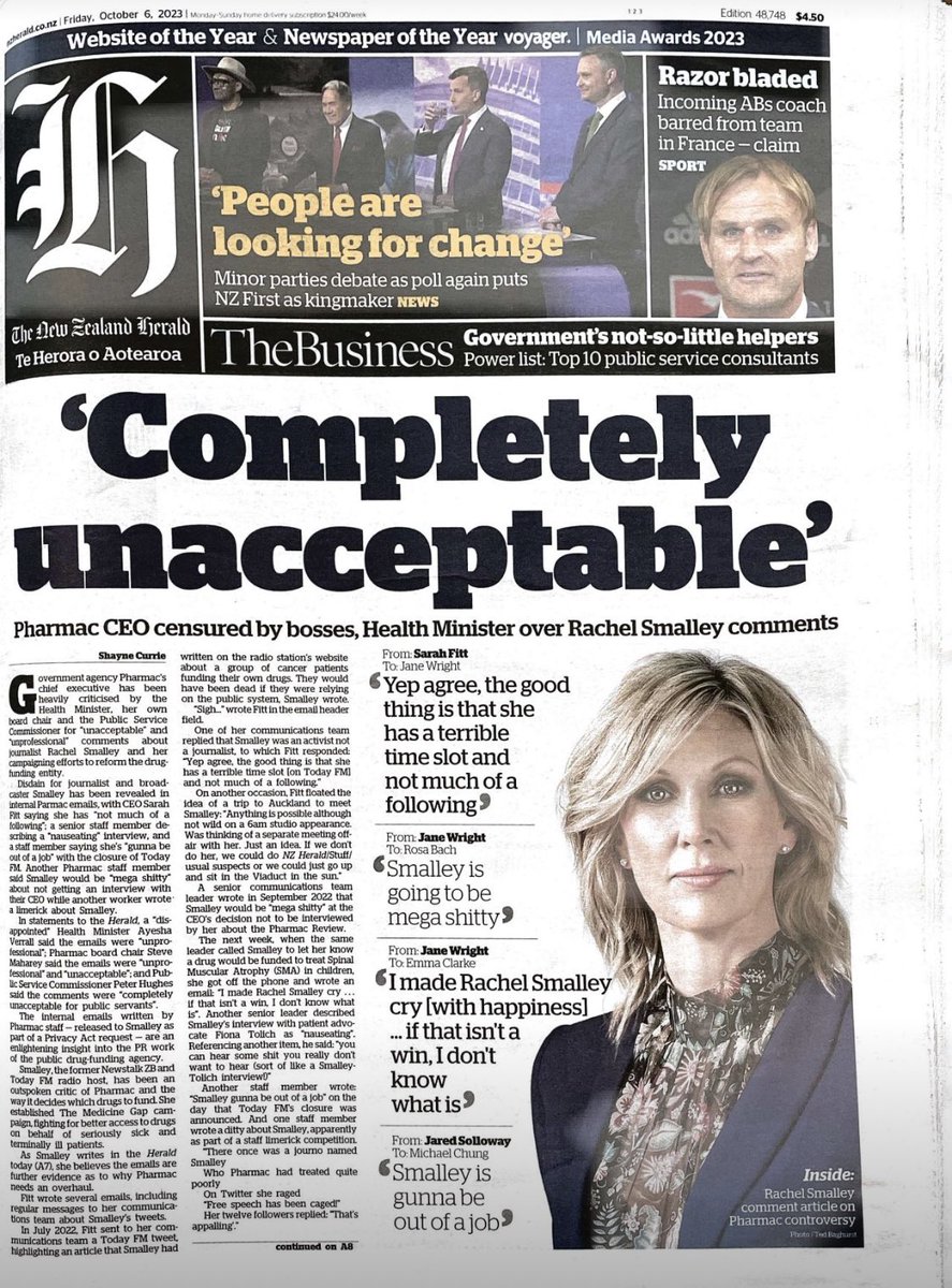 Charlotte Bellis (@charlottebellis) on Twitter photo 4 thoughts on NZ #pharmac vs <a href="/Rachel_Smalley/">Rachel Smalley</a>. She has repeatedly taken NZ drug-funder #pharmac to task and respect for pursuing these communications. Terrifying to think what government officials say about anyone else who tries to hold them accountable. 4 thoughts on NZ #pharmac vs <a href="/Rachel_Smalley/">Rachel Smalley</a>. She has repeatedly taken NZ drug-funder #pharmac to task and respect for pursuing these communications. Terrifying to think what government officials say about anyone else who tries to hold them accountable.