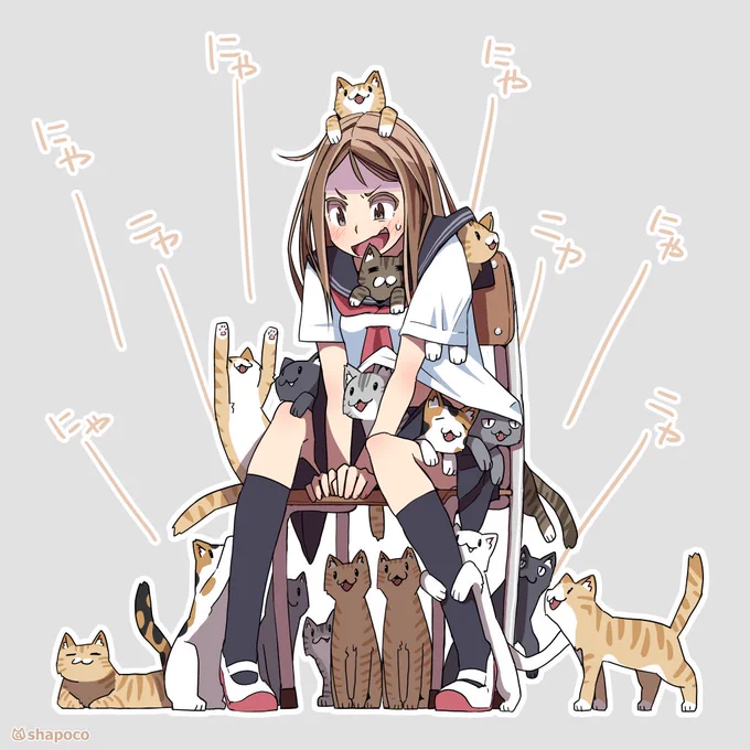 制服の下から無限に猫が湧き出る呪い2016/05/18 #shapoart  