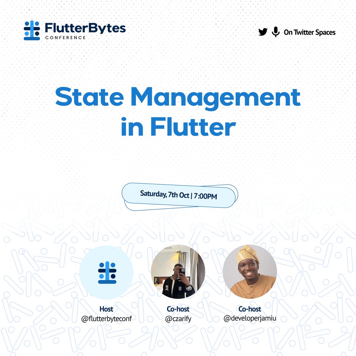 We have some global devs on this space giving us some Amazing tips &amp; tricks on how to use state management with flutter.

Tune in with your friends☺️

#FlutterBytesConference2023 
#FBC2023