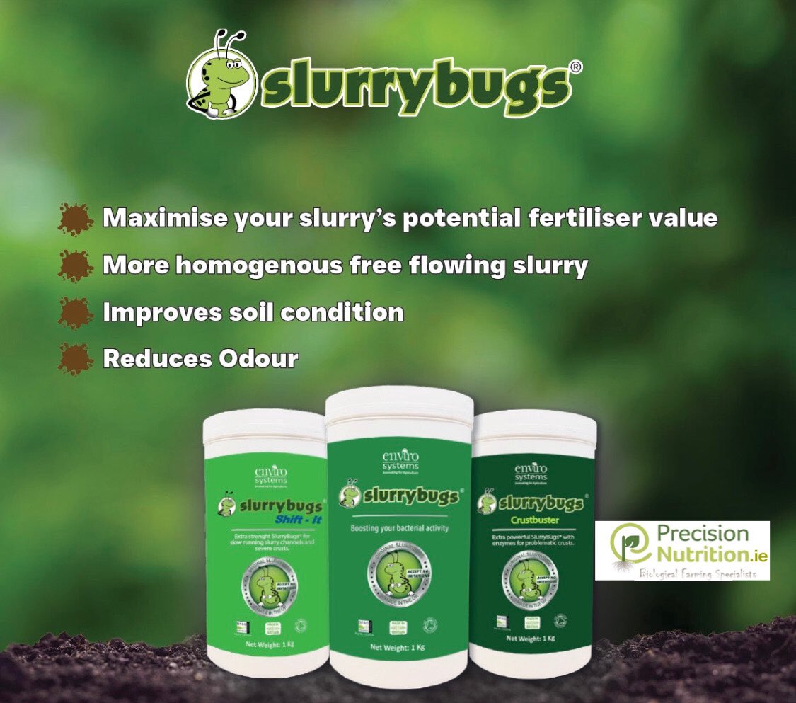 PrecisionNutrit's tweet photo. SlurryBugs® adds non-pathogenic bacteria and enzymes to your slurry to drive the breakdown of solid matter and maximise your slurry's nutrient potential
For all details or list of stockists
Contact info@precisionnutrition.ie
#slurryadditive #nutrientrichfertiliser #slurry https://t.co/oS0FECdJZh