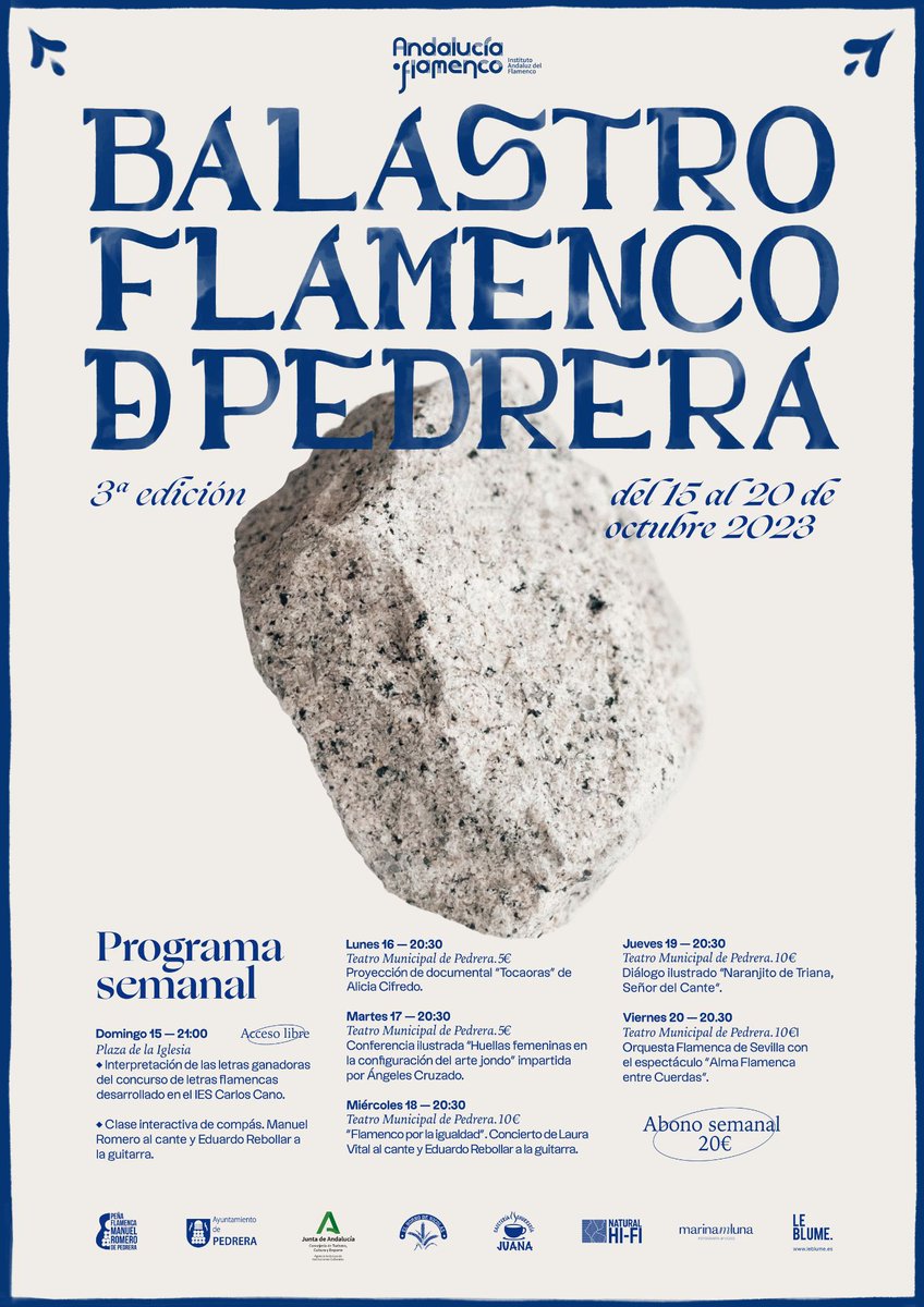 Es un auténtico lujo formar parte de la programación del III BALASTRO FLAMENCO DE PEDRERA. 
Nos vemos el martes 17 de octubre a las 20:30 h. en el Teatro Municipal de Pedrera, donde ofreceré una conferencia titulada "Huellas femeninas en la configuración del arte jondo" 💃💃💃