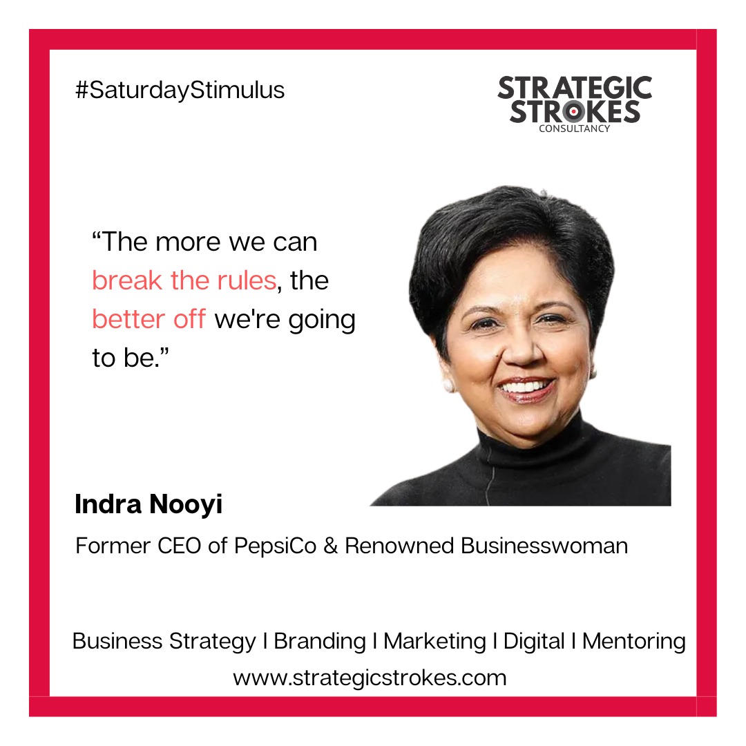 #saturdaystimulus #indranooyi 

Indra Nooyi's quote underscores the importance of fostering a culture of innovation, challenging traditional norms, and promoting a mindset that embraces change and continuous improvement for long-term success.