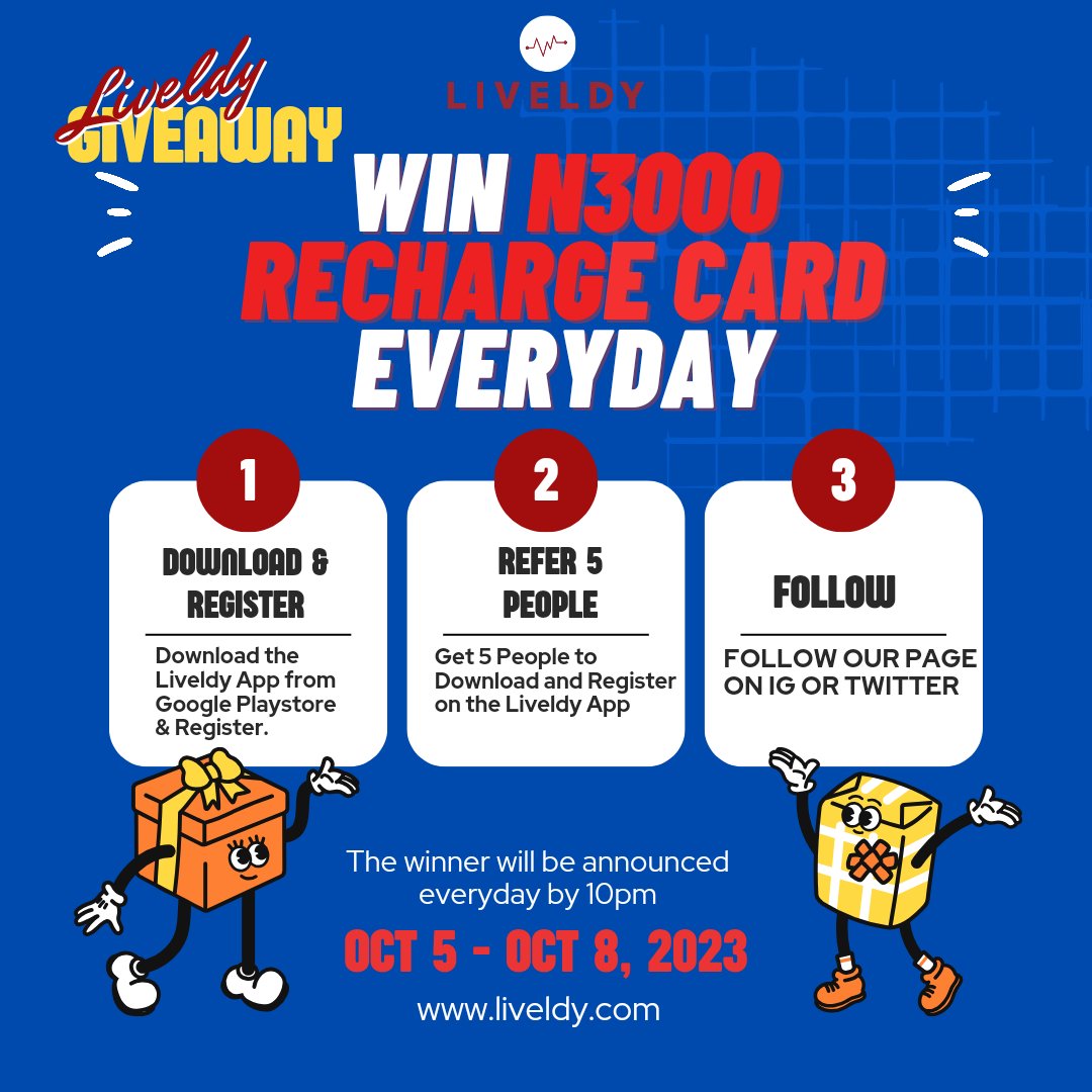 liveldy's tweet photo. Here's another chance to win big in our ongoing Customer service Week Give Away! We are giving out N6000 worth of recharge card or money equivalent to 2 people today.

Please carefully follow the instructions in the flyer to enter the challenge.

#burna #pastoreaadeboye https://t.co/P0LVKDzepo
