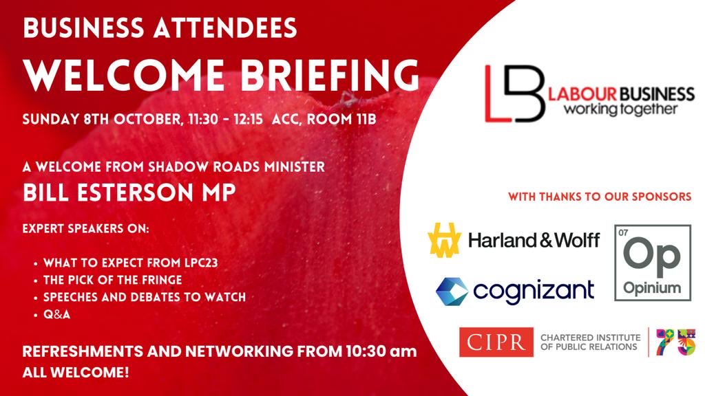 Less than one day until our Welcome Briefing for business. Great line up incl @Opinium who’ll be unveiling new polling data. ⁦Grateful to our other sponsors ⁦@CIPR_Global⁩ ⁦@Cognizant⁩ ⁦@HarlandWolffplc⁩. Sign up here linkedin.com/posts/labour-b…