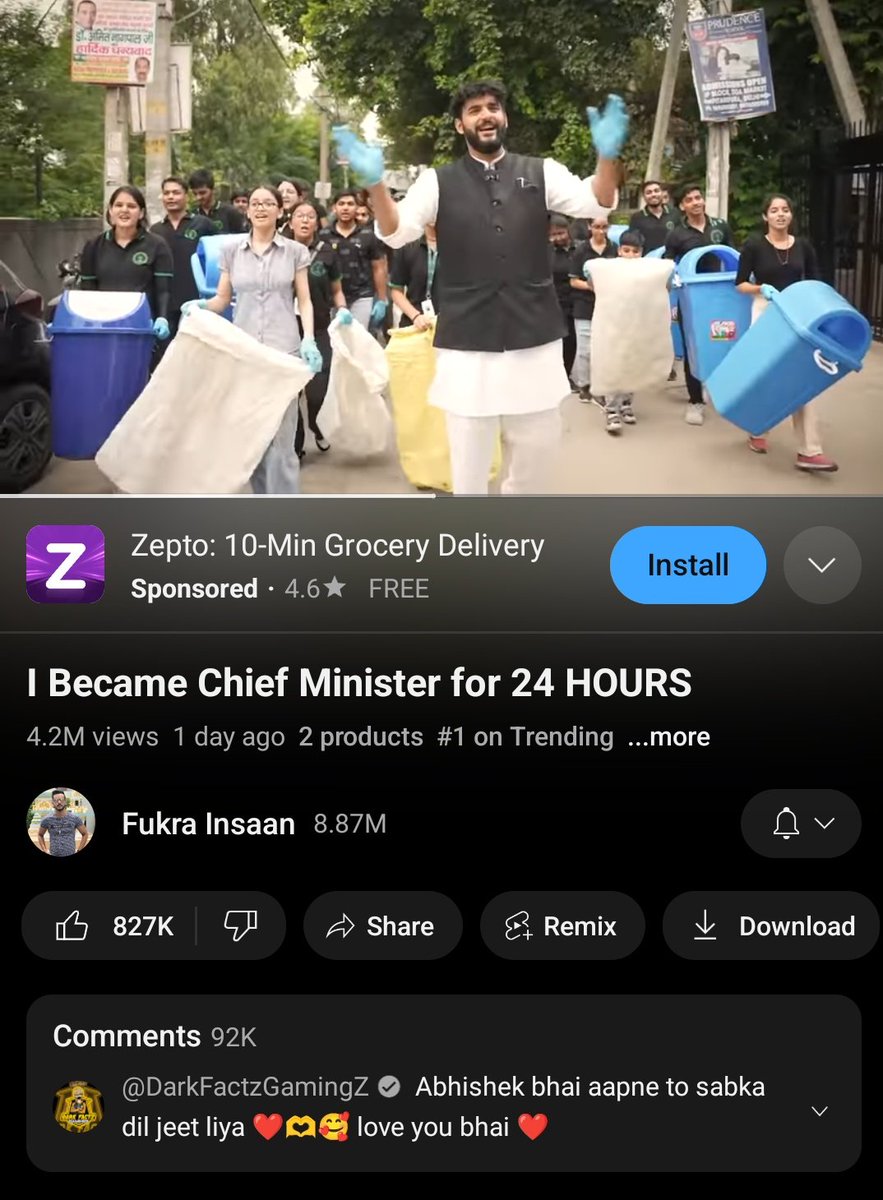 Moppy_op's tweet photo. We finally did it !
The Cm Video is on Trending #1 All Over India 
#youtube #trending #AbhishekMalhan https://t.co/rdq5taj8N7