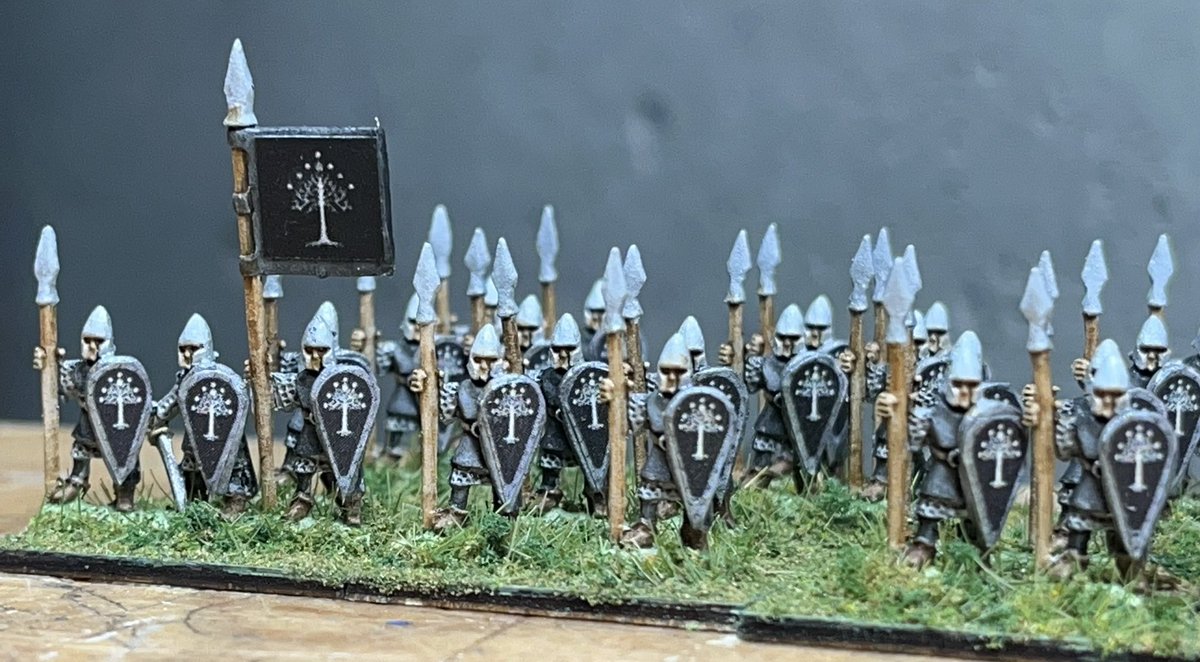 LMT_Studio's tweet photo. Continuing in Middle-Earth. Another unit of Gondorian spearmen from Copplestone in 10mm. #10mm #lotr #wargame #middleearth #copplestone @NorthStarFigs https://t.co/upL9kAehN3