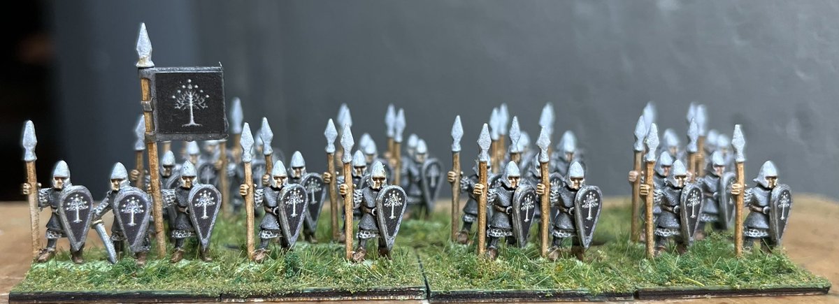 LMT_Studio's tweet photo. Continuing in Middle-Earth. Another unit of Gondorian spearmen from Copplestone in 10mm. #10mm #lotr #wargame #middleearth #copplestone @NorthStarFigs https://t.co/upL9kAehN3