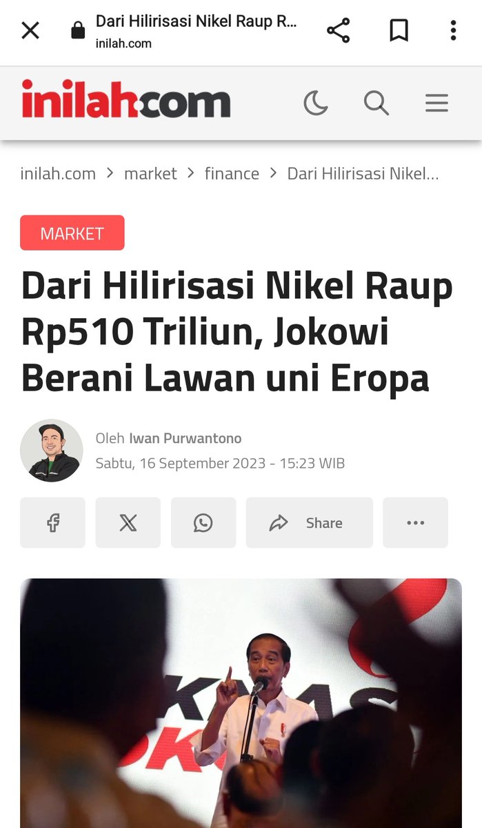 Hanya presiden JOKOWI  yang bisa lakukan semua ini.

Tidak benar hilirisasi NIKEL untungkan China, justru untungkan Indonesia.

Dulu sebelum hilirisasi nikel, Indonesia cuma dapat Rp.30 triliiun per tahun, kini raup Rp.510 triliun atau 17 kali lipat.

inilah.com/dari-hilirisas…