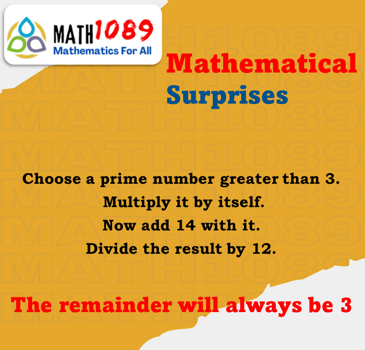 Math1089_9801's tweet photo. ๐ ๐ฎ๐๐ต๐ฒ๐บ๐ฎ๐๐ถ๐ฐ๐ฎ๐น ๐ฆ๐๐ฟ๐ฝ๐ฟ๐ถ๐๐ฒ๐
๐ง๐ต๐ฒ Remainder will always be 3 https://t.co/qxHZbq3woA
#math1089 #math #maths #mathematics #algebra #numbers #fibonacci #mathematicalsurprises #mathteacher #mathsteacher #mathtutor #mathstutor #onlinemath #onlineclasses #Schools https://t.co/GxpPmIptsL