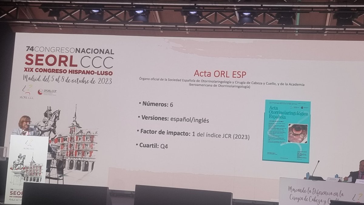 SEORLCCC's tweet photo. La revista Acta Otorrinolaringológica Española ha recibido el reconomiento de factor de impacto, por lo que en #CongresoSEORL2023 se anima a los socios a publicar
#ORL https://t.co/uBZCorfCR1