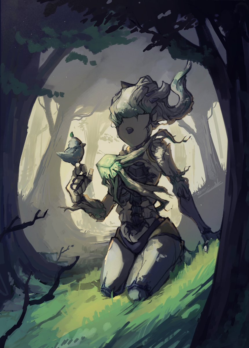 BananaTHboy's tweet photo. A robot in forest🌳 https://t.co/IG4TKCQR4S