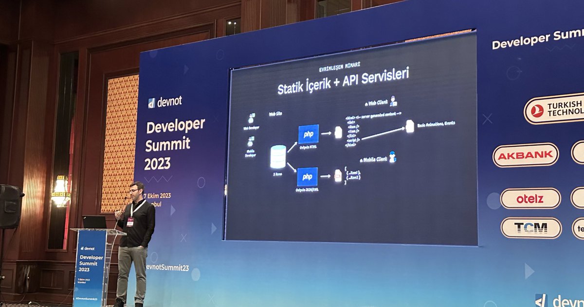ZaferAyan's tweet photo. React diye geldim PHP anlatıyor #devnotsummit23 https://t.co/QmKmFYTqOa