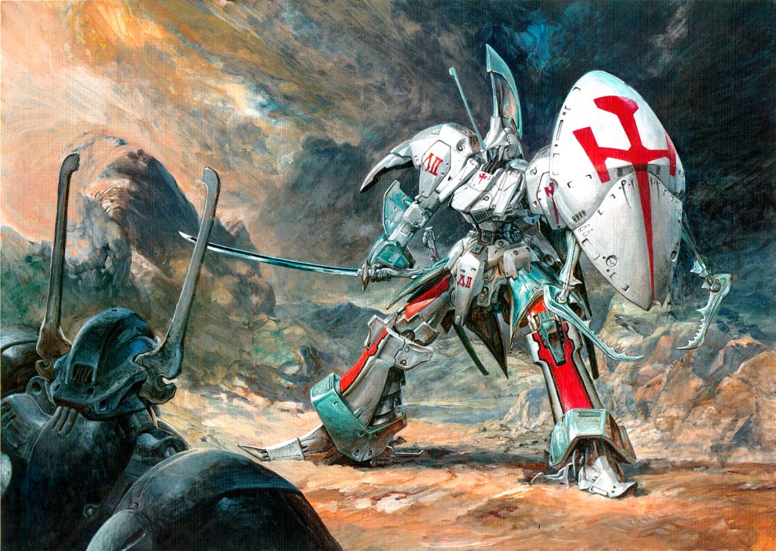 mecha robot weapon shield sword no humans traditional media  illustration images