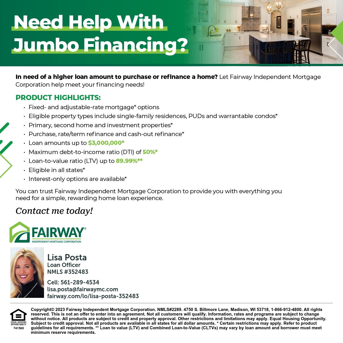LKislia's tweet photo. Didn't win Powerball?  Still need to finance that new home purchase?  Loan amounts up to $3M.  Contact me for details!  lisa.posta@fairwaymc.com #lisapostamortgagelender #bocaratonmortgage https://t.co/tm9MutyAkk