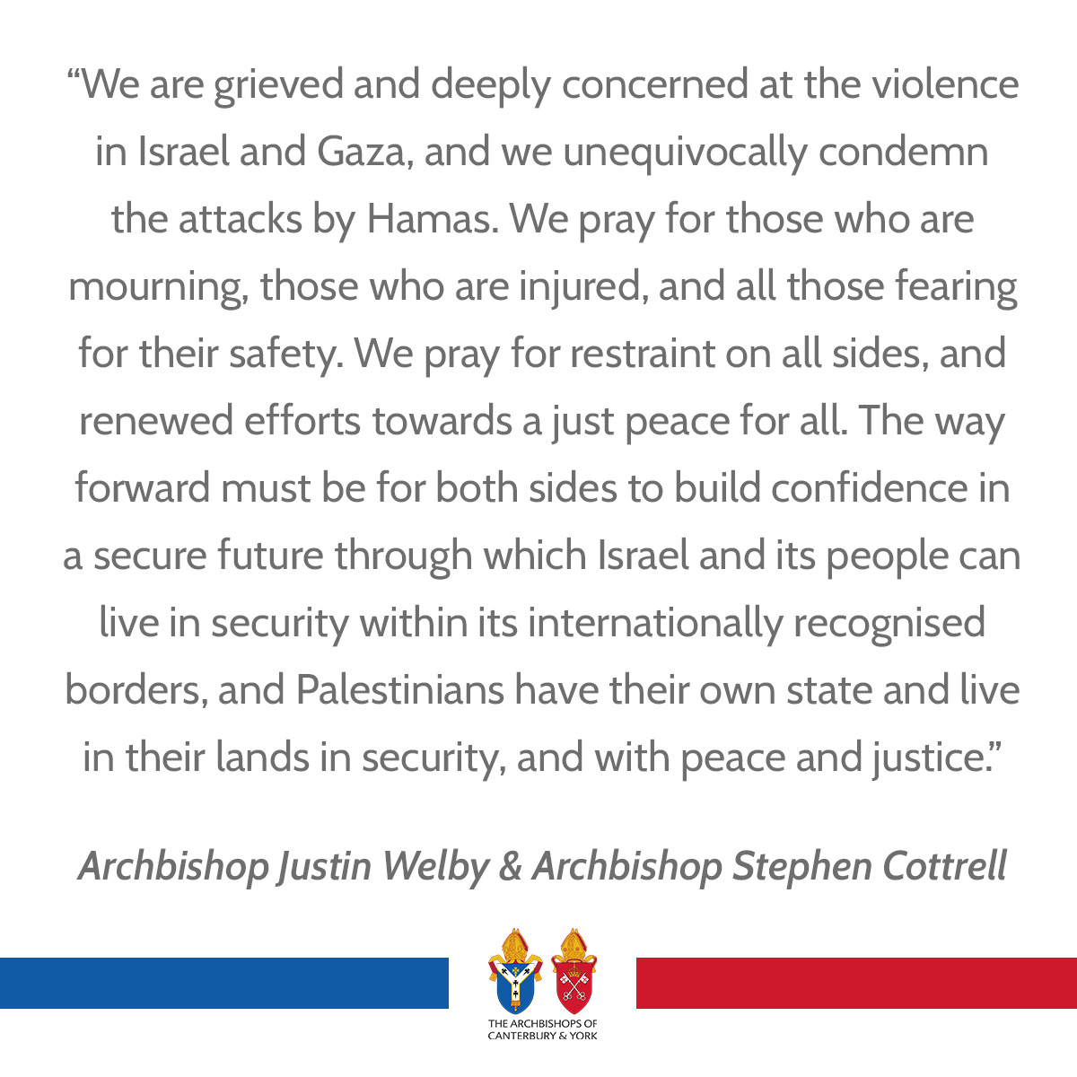 CottrellStephen's tweet photo. Read our joint statement on the violence in Israel and Gaza...

@JustinWelby https://t.co/Tt3KKgI6lV