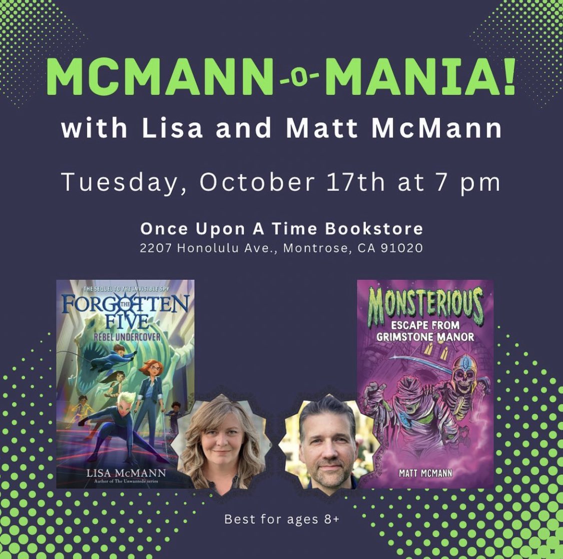 Montrose CA, Oct 17th, 7-8:30pm! @matt_mcmann and I will see you at the amazing Once Upon a Time bookstore @Onceuponatimebk for a book party your kids will never forget. 📚 🎉 @penguinkids #bookparty